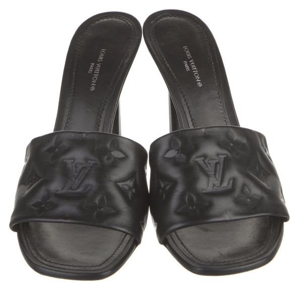 Louis Vuitton Black LV Monogram Mules - Size IT39 - Picture 3 of 5